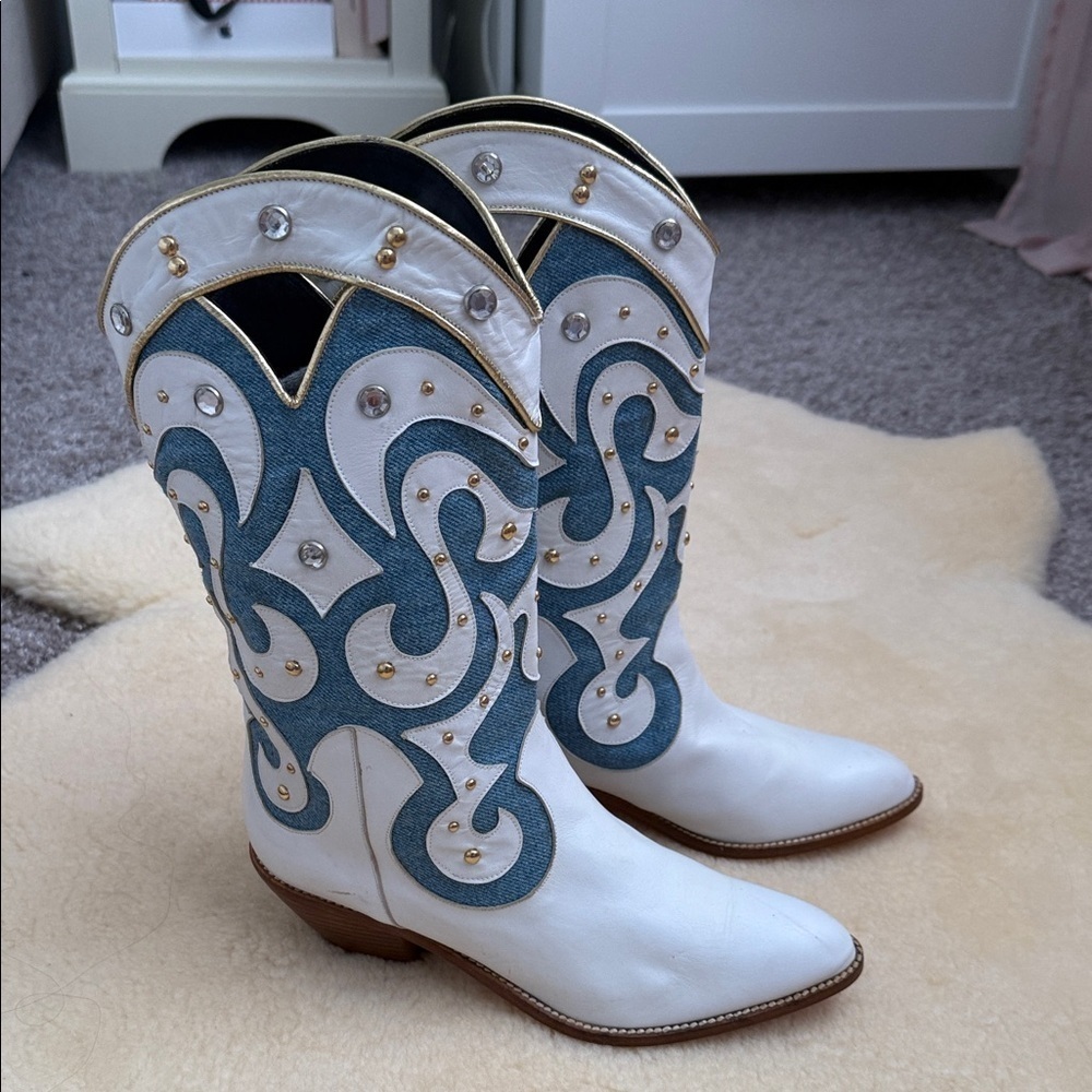 Zalo Vintage genuine leather western cowboy boots